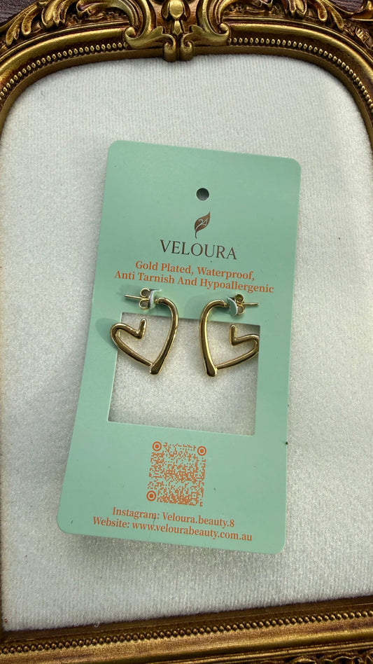 Open Heart Outline Hoop Earrings