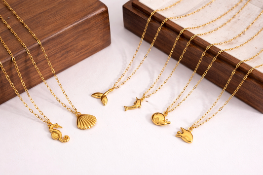 Gold Ocean Creatures Necklace Collection
