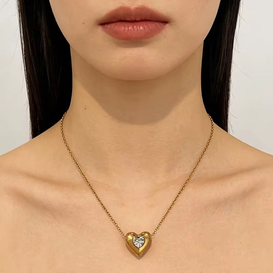 Sweetheart Solitaire Pendant Necklace