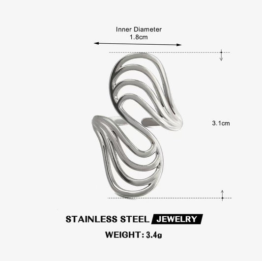 Sculpted Wave Wrap Ring — Silver