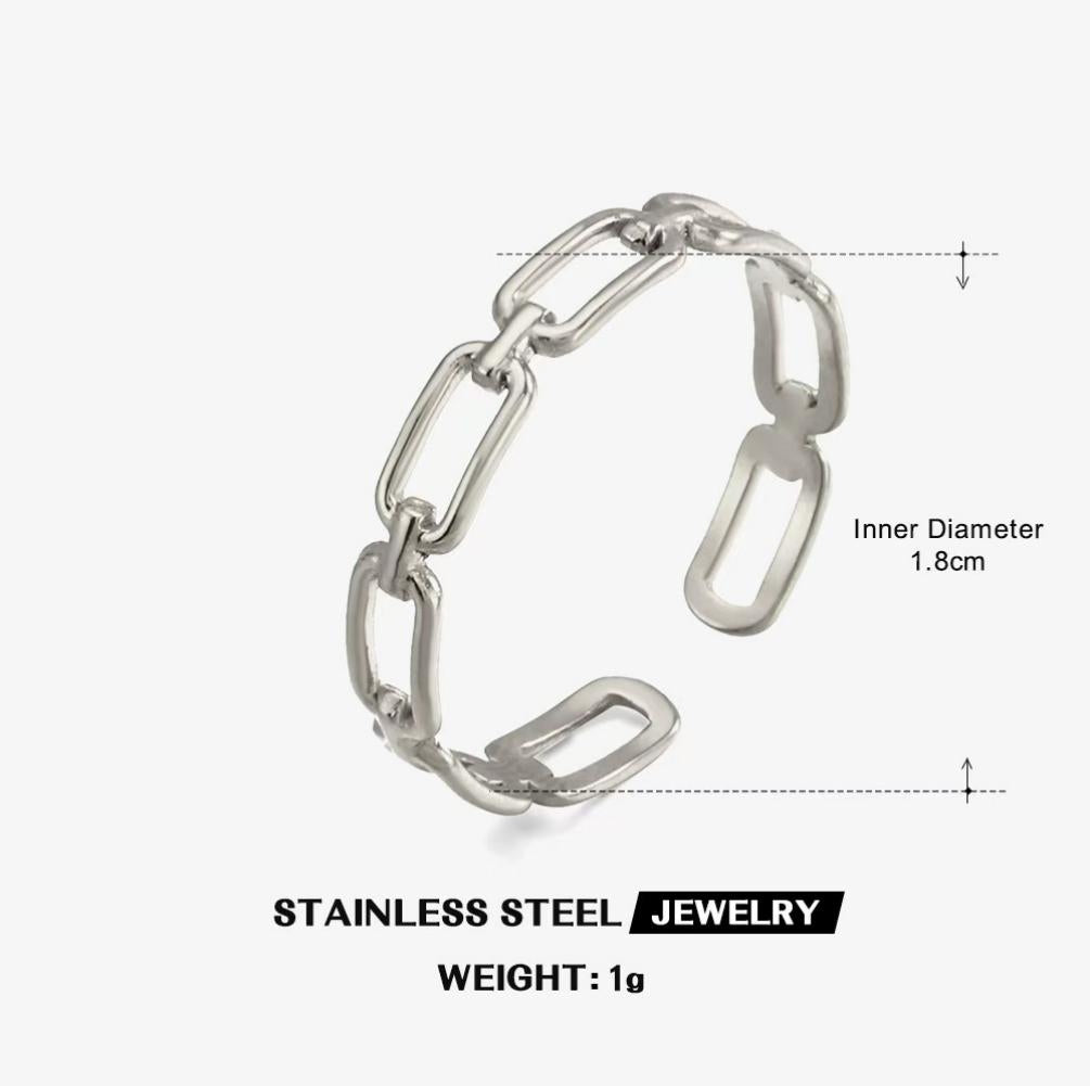 Paperclip Chain Link Ring — Silver