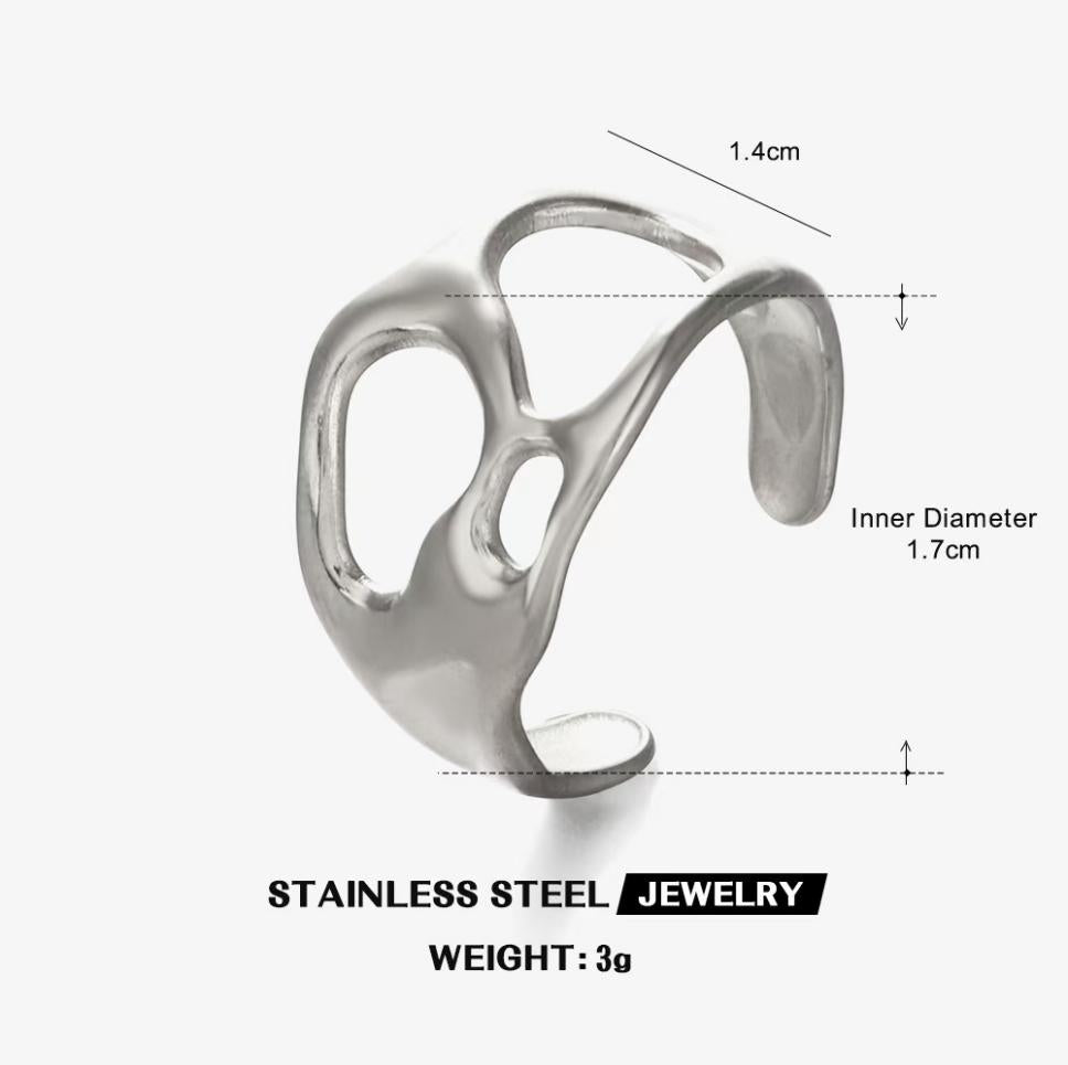 Molten Lava Cutout Open Ring — Silver