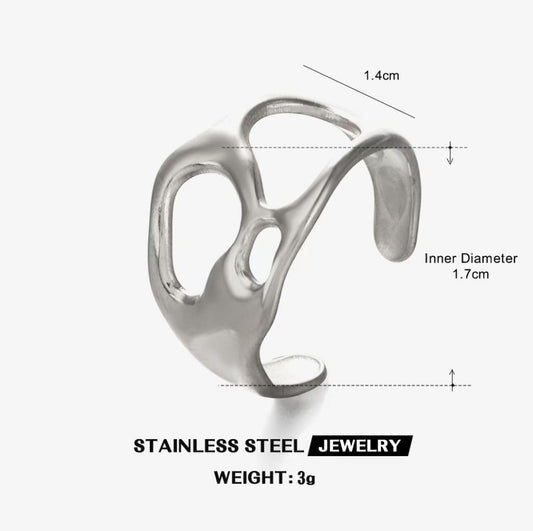 Molten Lava Cutout Open Ring — Silver