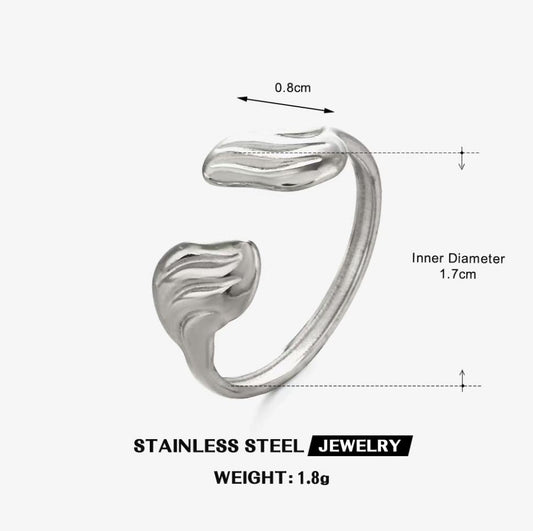 Textured Leaf Bud Wrap Ring — Silver