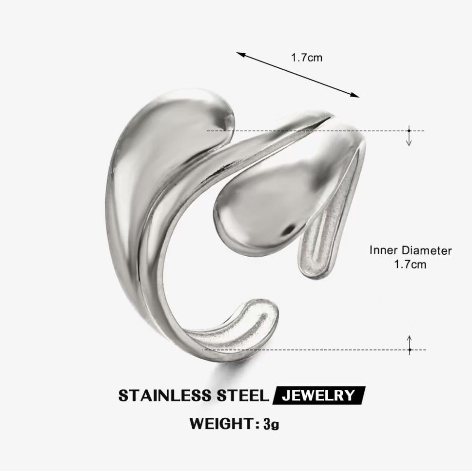 Sculpted Petal Wrap Ring — Silver