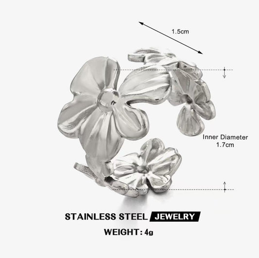 Blooming Floral Cluster Ring — Silver