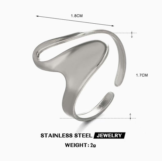 Sculpted Pebble Open Bypass Ring — Silver