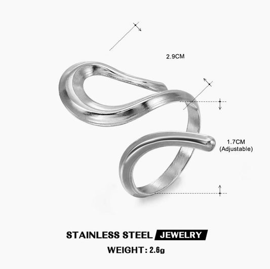 Liquid Swirl Wrap Ring — Silver