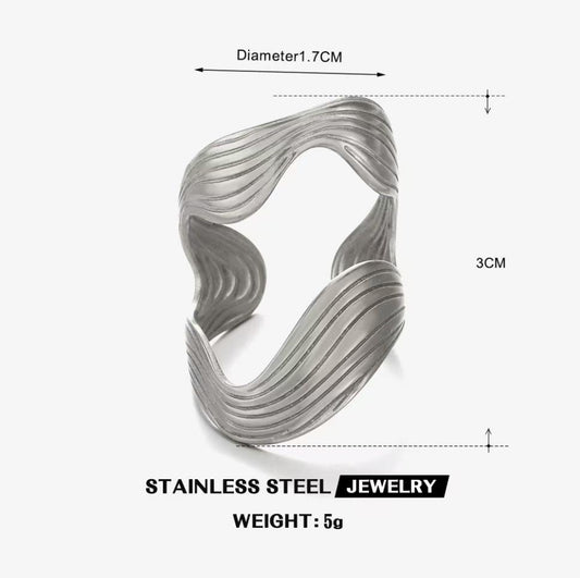Molten Wave Open Statement Ring — Silver