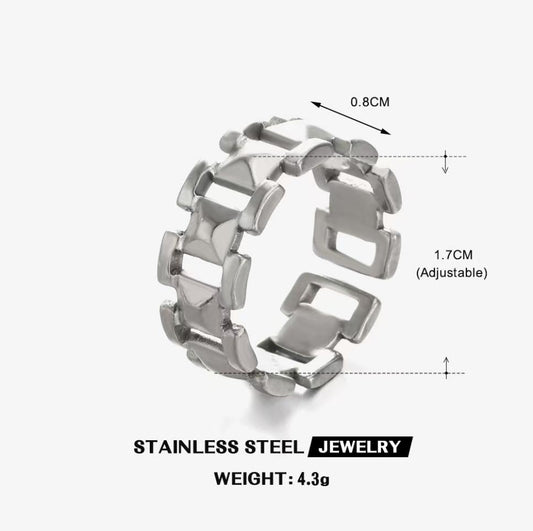 Chain-Link Watchband Ring — Silver
