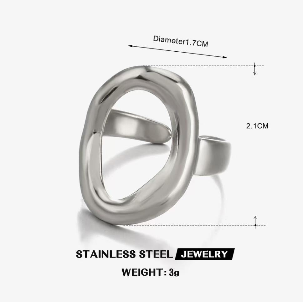 Open Oval Halo Ring — Silver