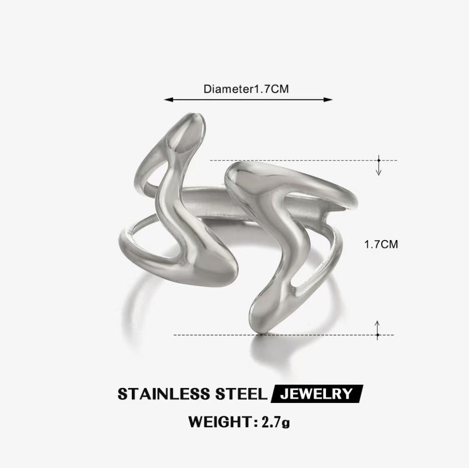 Abstract Squiggle Open Ring — Silver