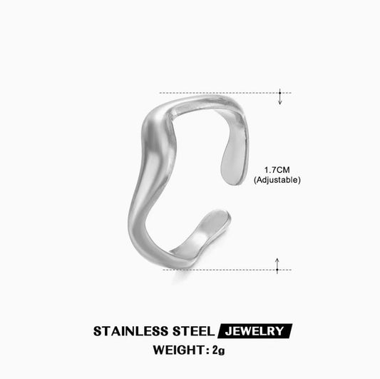 Molten Wave Open Band Ring — Silver