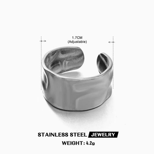 Hammered Wide Dome Ring — Silver