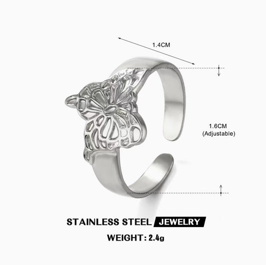 Filigree Butterfly Wing Ring — Silver