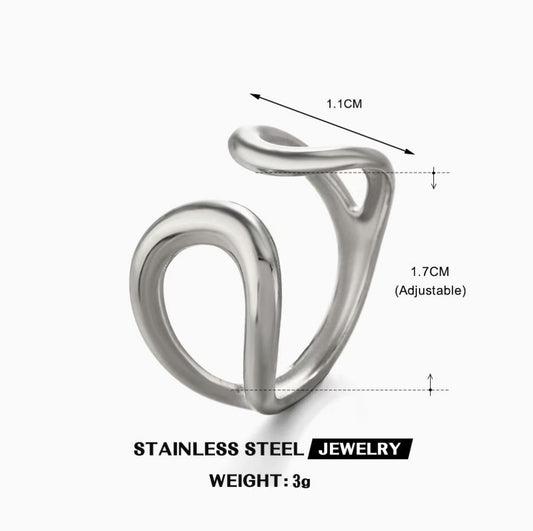 Freeform Double Loop Open Ring — Silver