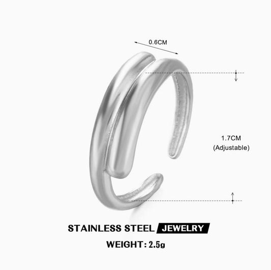Double Line Stacked Open Ring — Silver