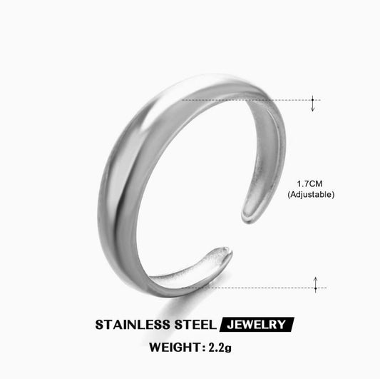 Smooth Domed Minimalist Open Ring — Silver