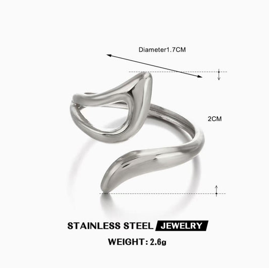 Sculpted Wave Open Wrap Ring — Silver