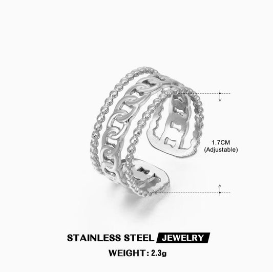 Marquise Pod Cross-Over Bypass Ring — Silver