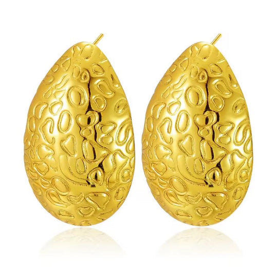 Leopard Print Teardrop Hoops