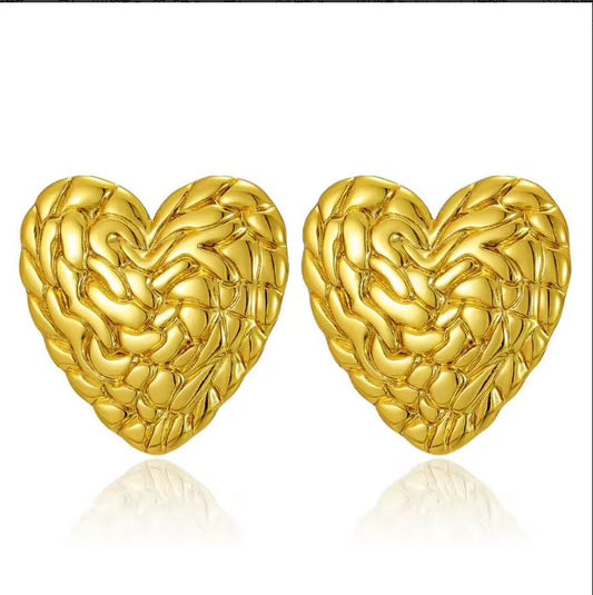 Woven Heart Statement Studs