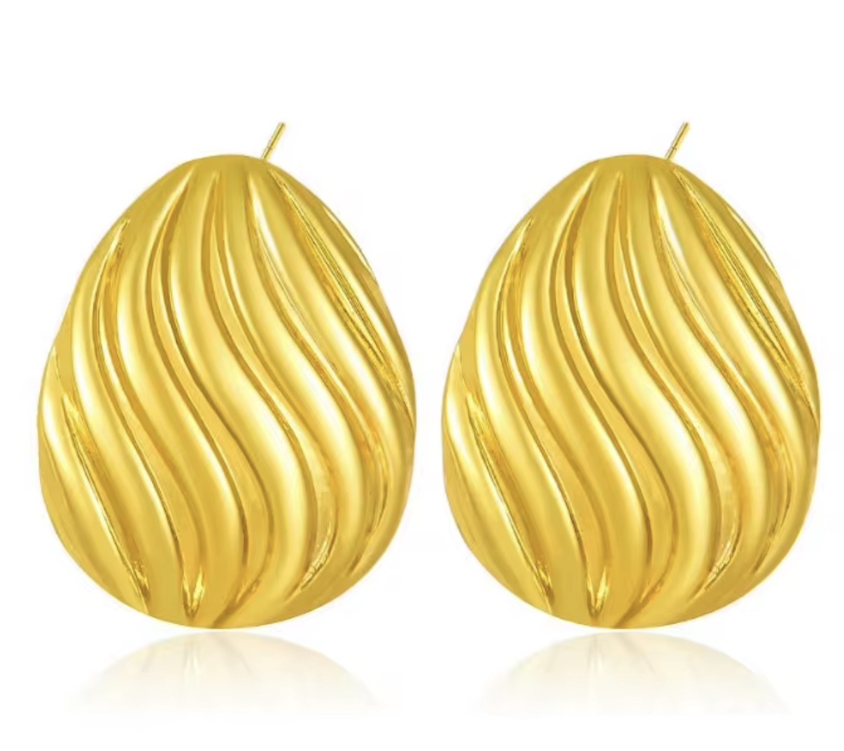 Wave Teardrop Statement Studs