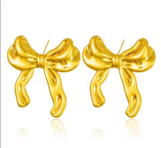 Flowing Bow Drop Earrings