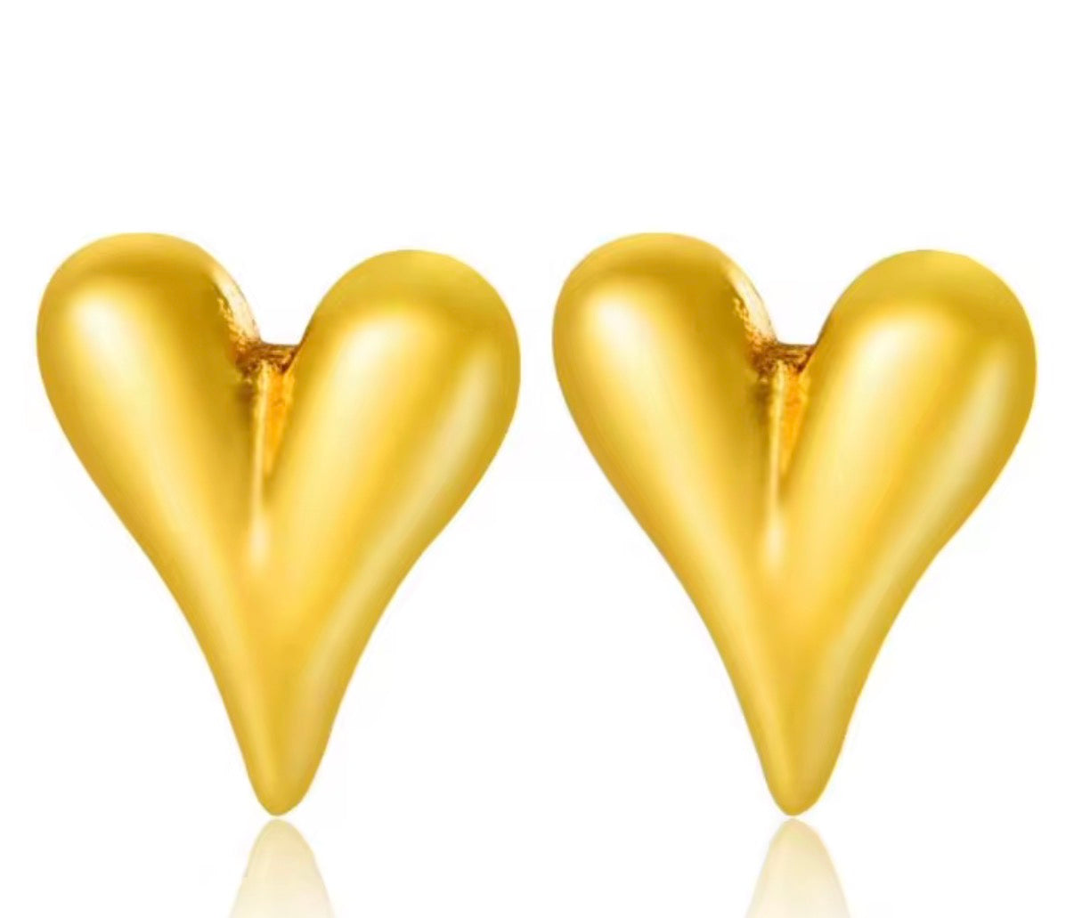 Elongated Satin Heart Studs