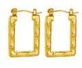 Bamboo Rectangle Hoop Earrings