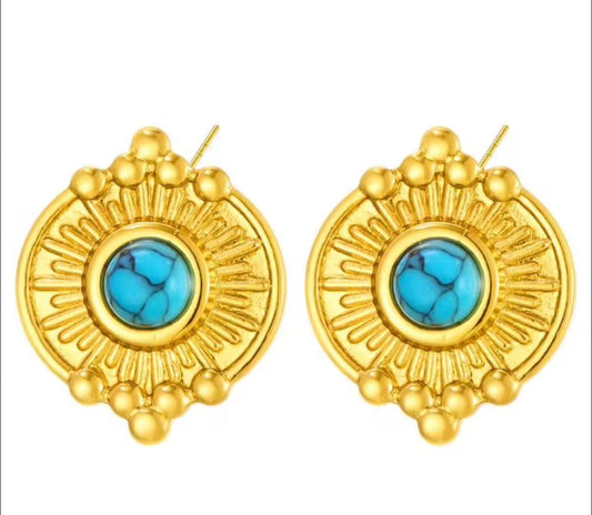 Aztec Sunburst Turquoise Studs