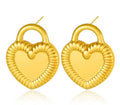 Heart Padlock Ribbed Border Studs
