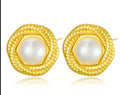 Woven Frame Pearl Studs