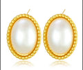 Beaded Oval Pearl Studs
