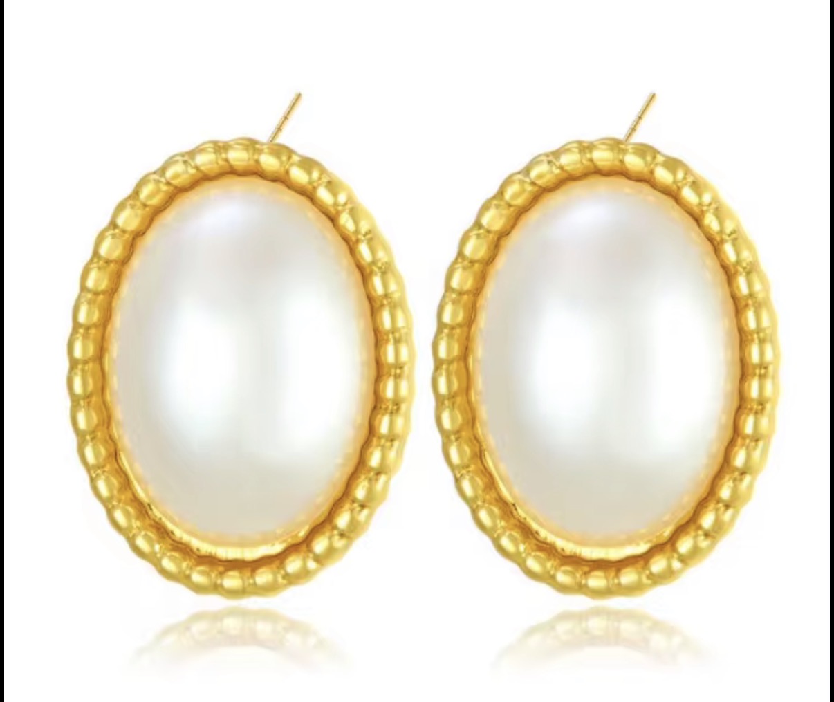 Beaded Oval Pearl Studs