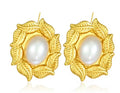 Leaf Wreath Pearl Studs