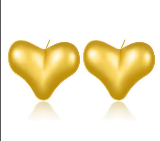 Puffy 3D Heart Studs