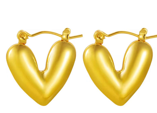 Puffy Heart Drop Hoops