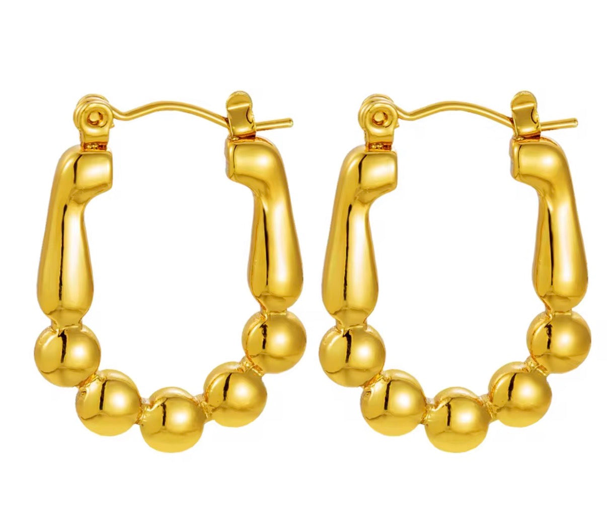 Ball Bead Bottom Hoops