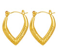 Ribbed Heart Point Hoops