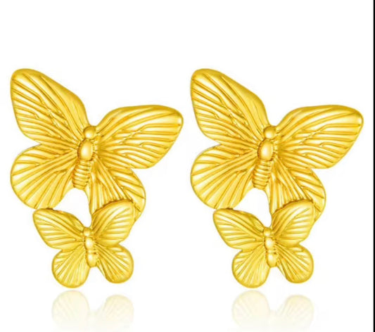 Double Butterfly Drop Studs