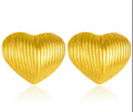 Diagonal Ribbed Heart Studs