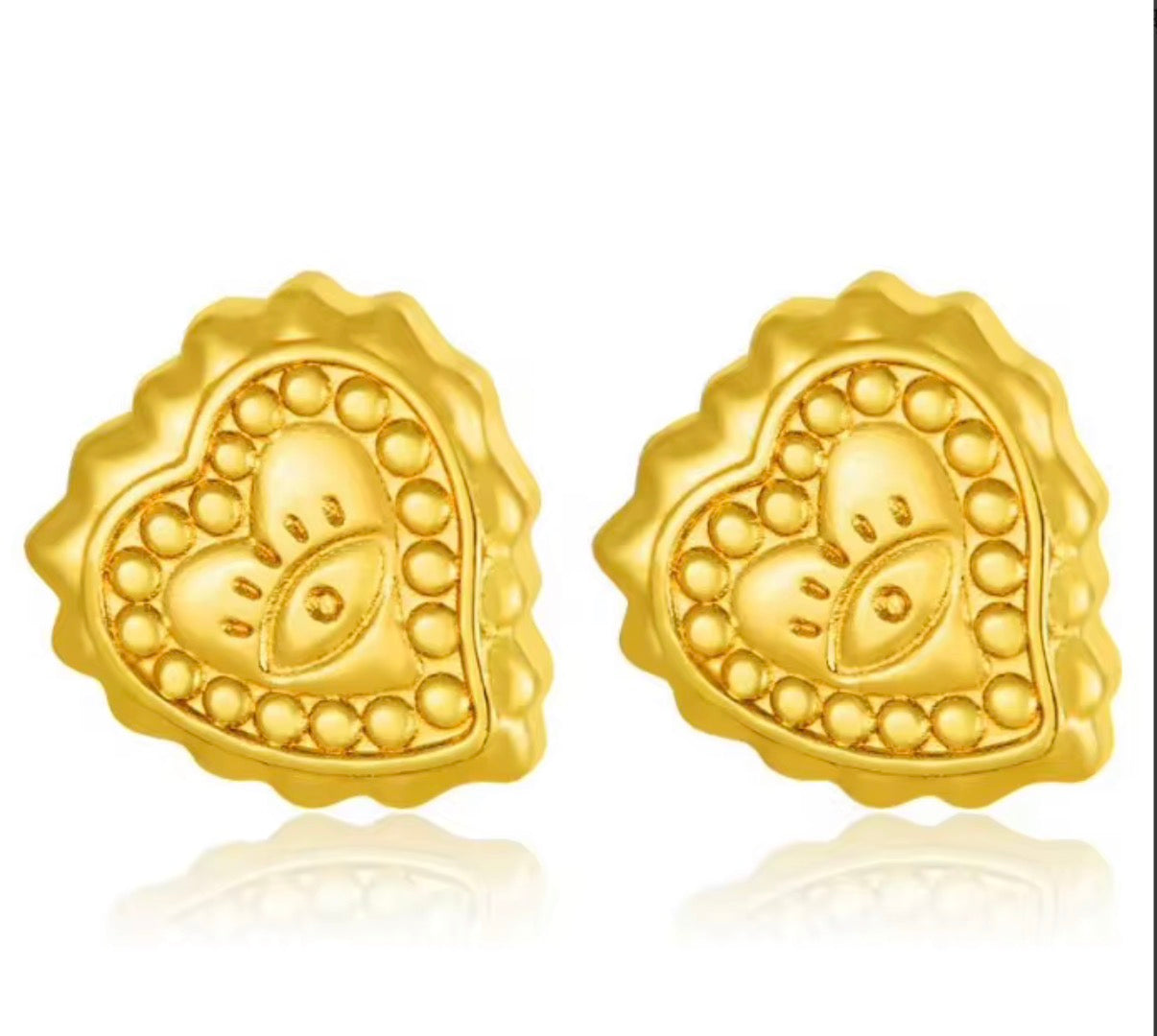 Scalloped Beaded Heart Studs