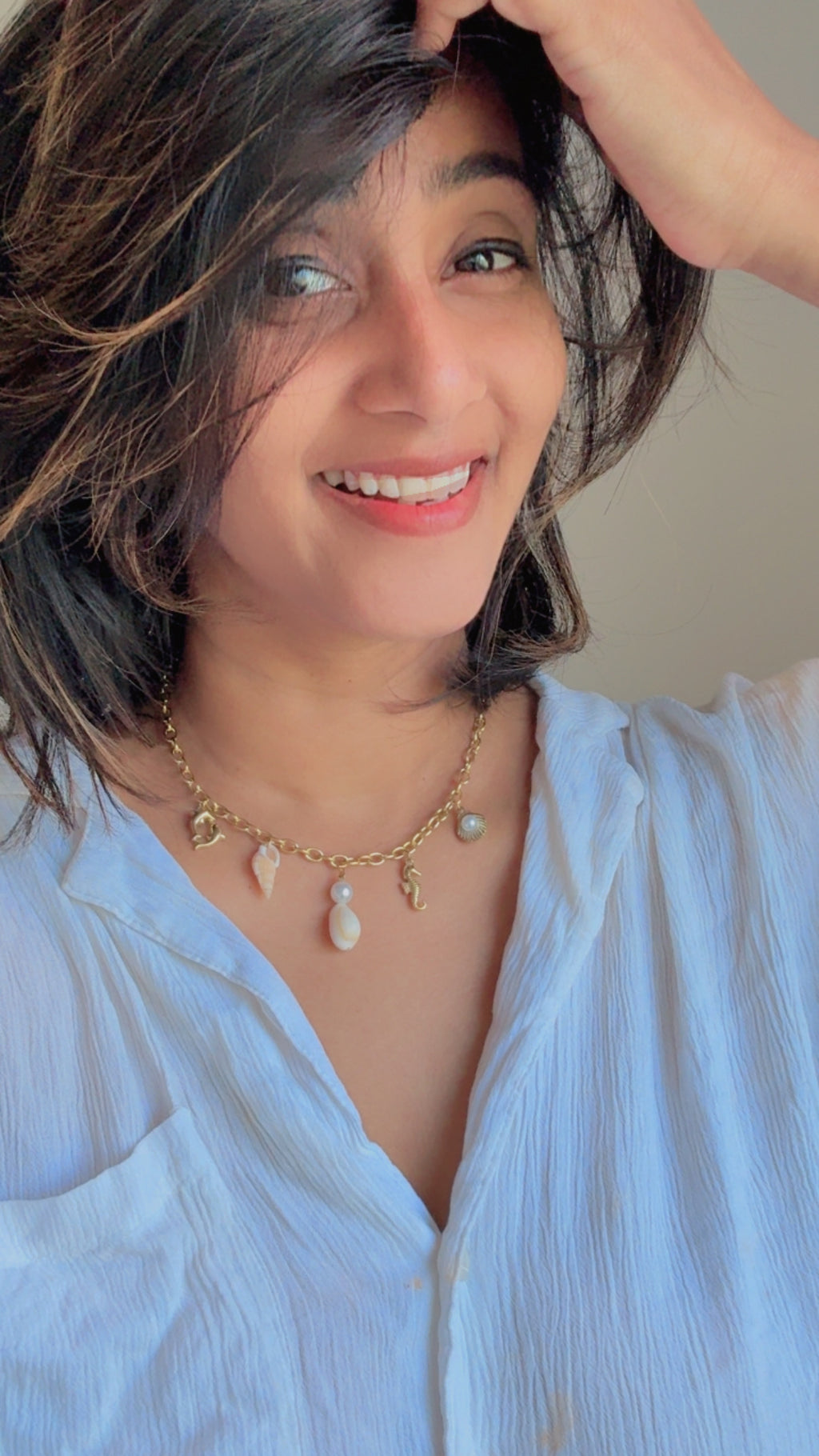 Gold Seashell Charm Necklace
