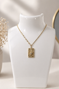 Botanical Engraved Tablet Necklace