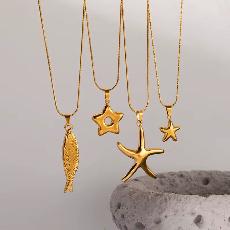 Gold Starfish Necklace Collection