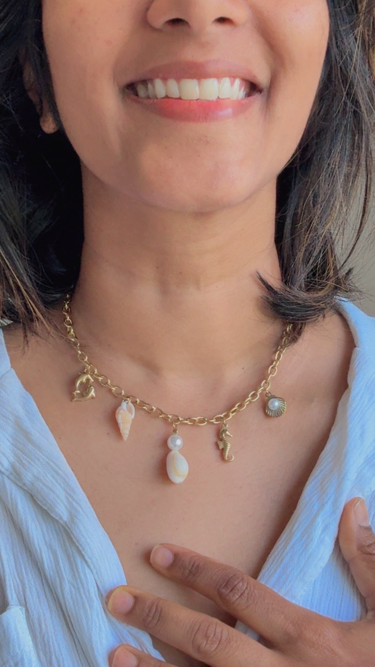 Gold Seashell Charm Necklace