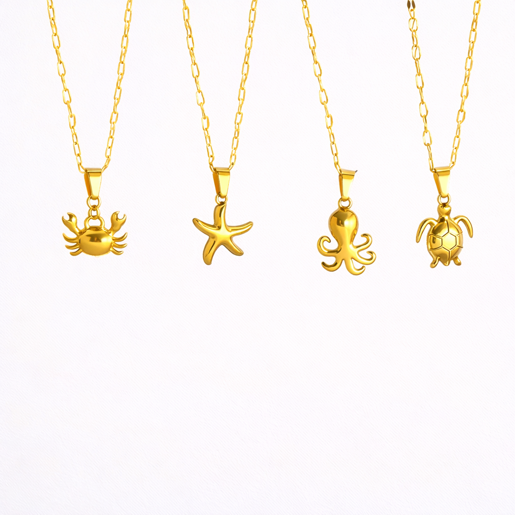 Gold Ocean Creatures Necklace Collection