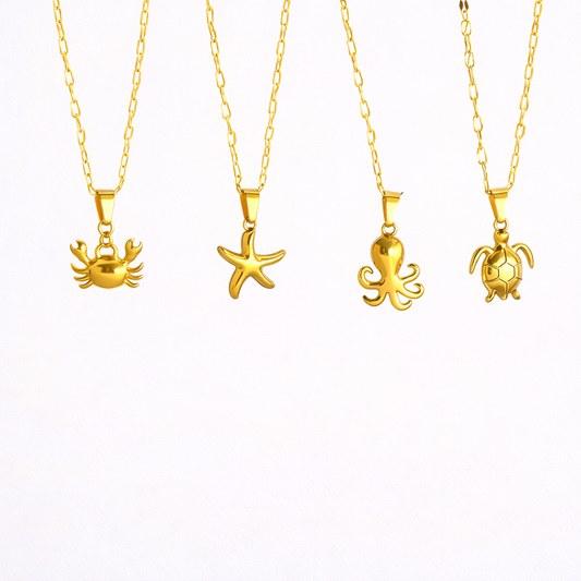 Gold Ocean Creatures Necklace Collection