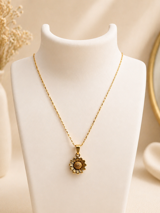 Sunflower Bloom Crystal Pendant Necklace